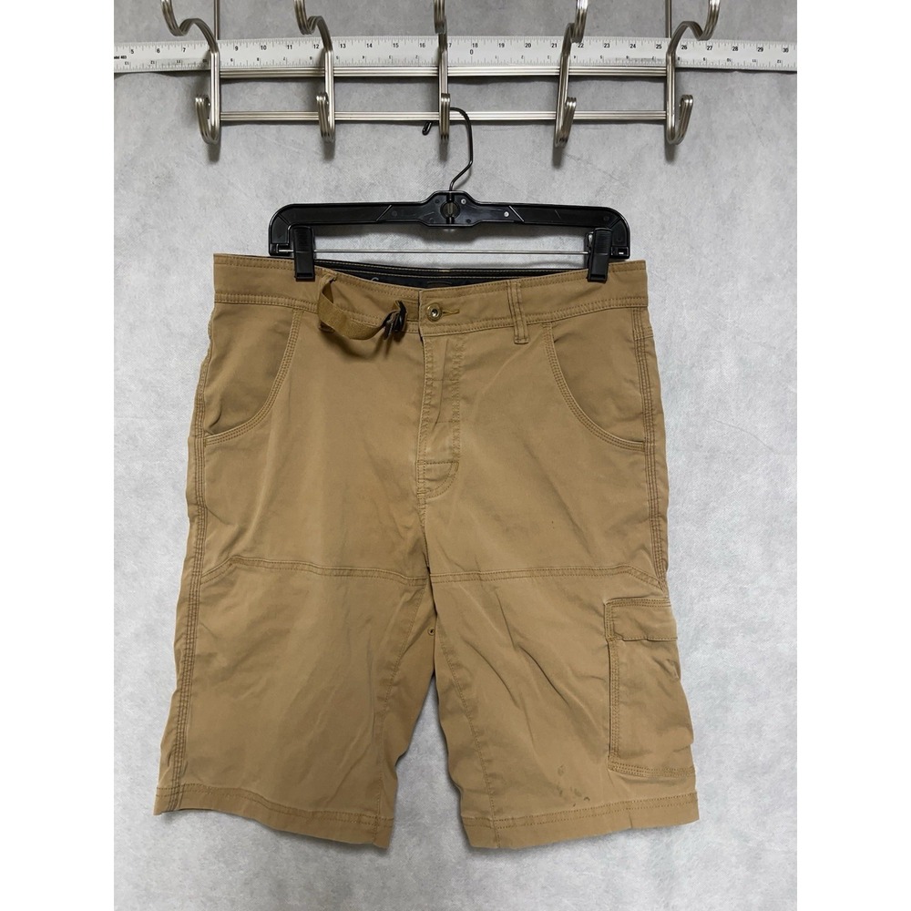 Prana Shorts Men's 32 Beige Belted 11" Nylon Outdoor Active Performance Hybrid - Picture 2 of 11